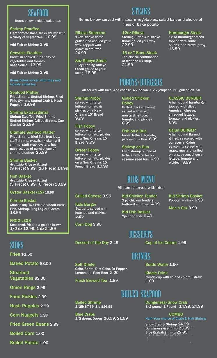 Cajun Catfish & Steakhouse - Ville Platte, LA menu_pic