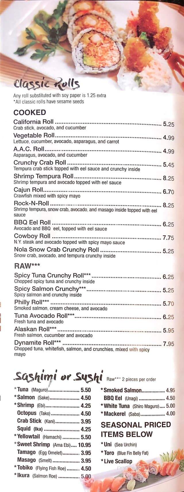 Osaka Japanese Cuisine - Houma, LA menu_pic