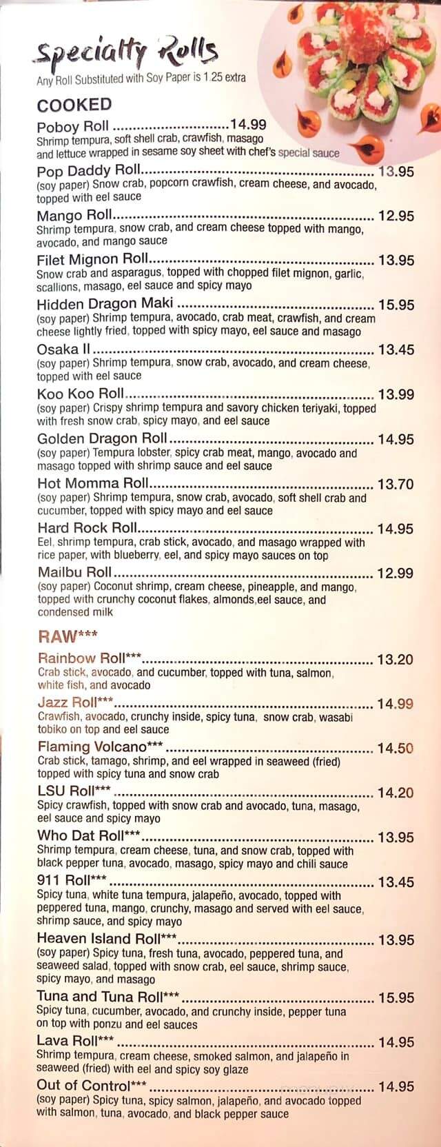 Osaka Japanese Cuisine - Houma, LA menu_pic