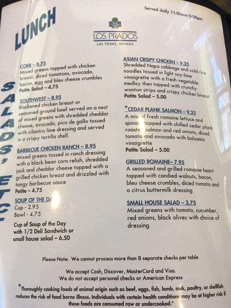 Restaurant At Los Prados - Las Vegas, NV menu_pic