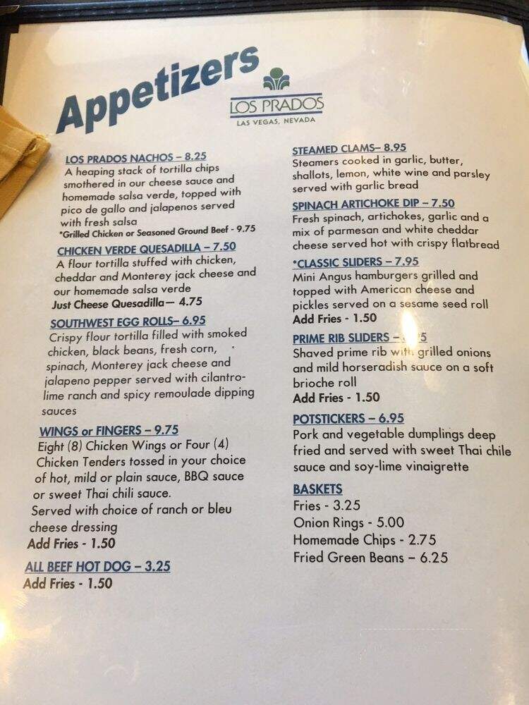 Restaurant At Los Prados - Las Vegas, NV menu_pic