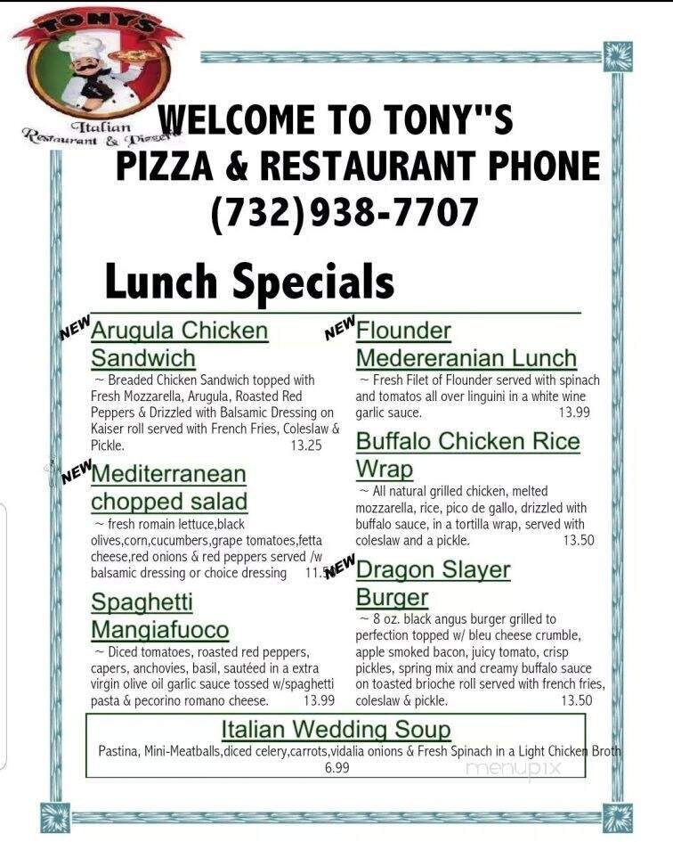 Tony's Pizzeria - Farmingdale, NJ menu_pic