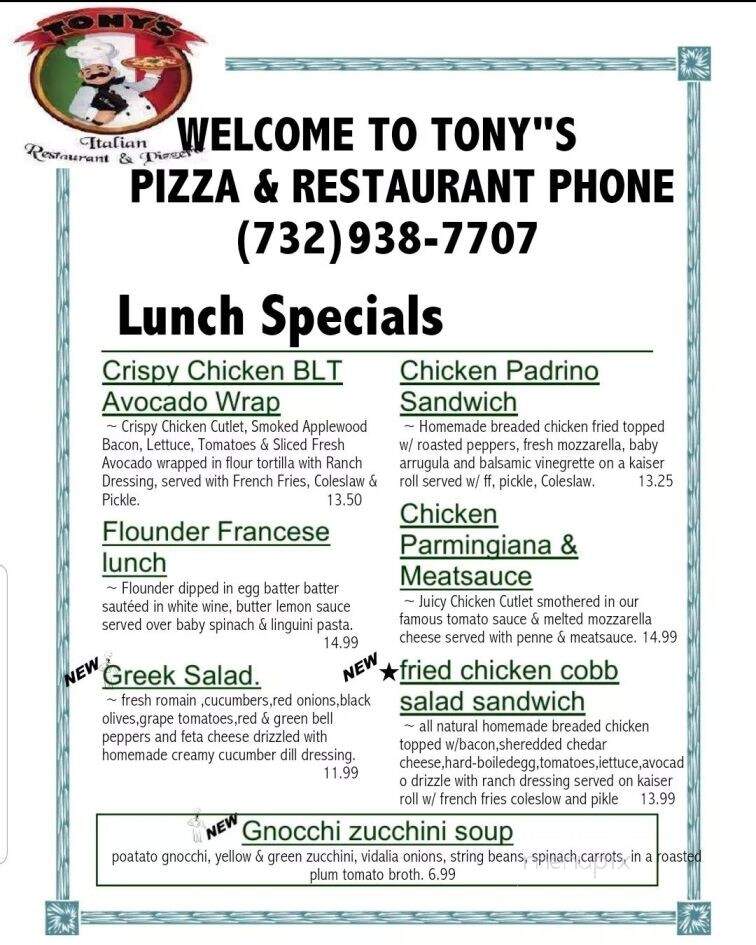 Tony's Pizzeria - Farmingdale, NJ menu_pic