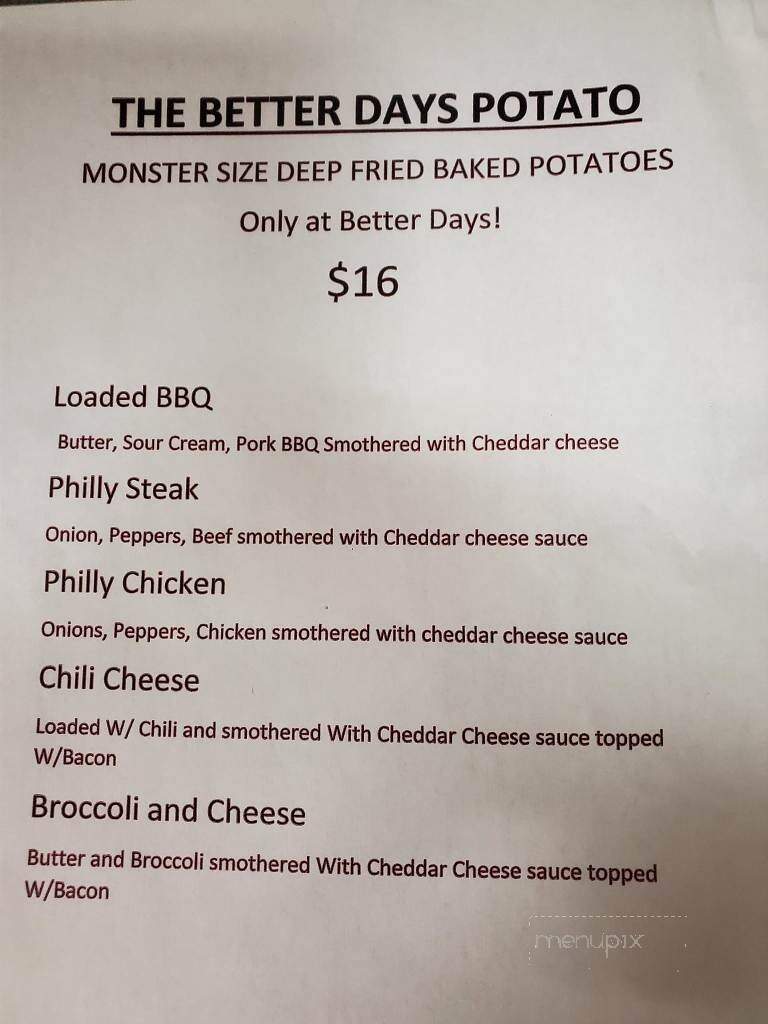 Better Days Pub & Eatery - Wellsville, NY menu_pic