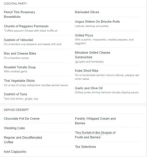 Standing Room Only Fine Foods - Scarsdale, NY menu_pic