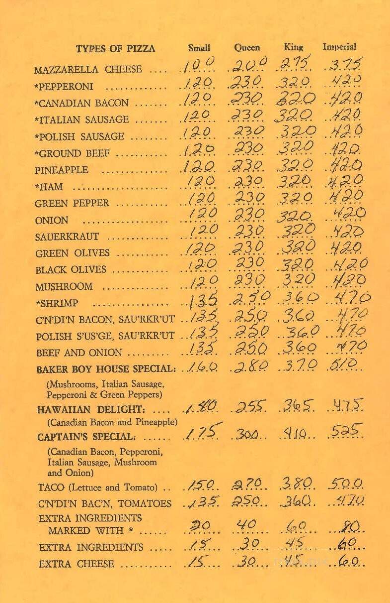 Baker Boy Bake Shop Inc - Dickinson, ND menu_pic