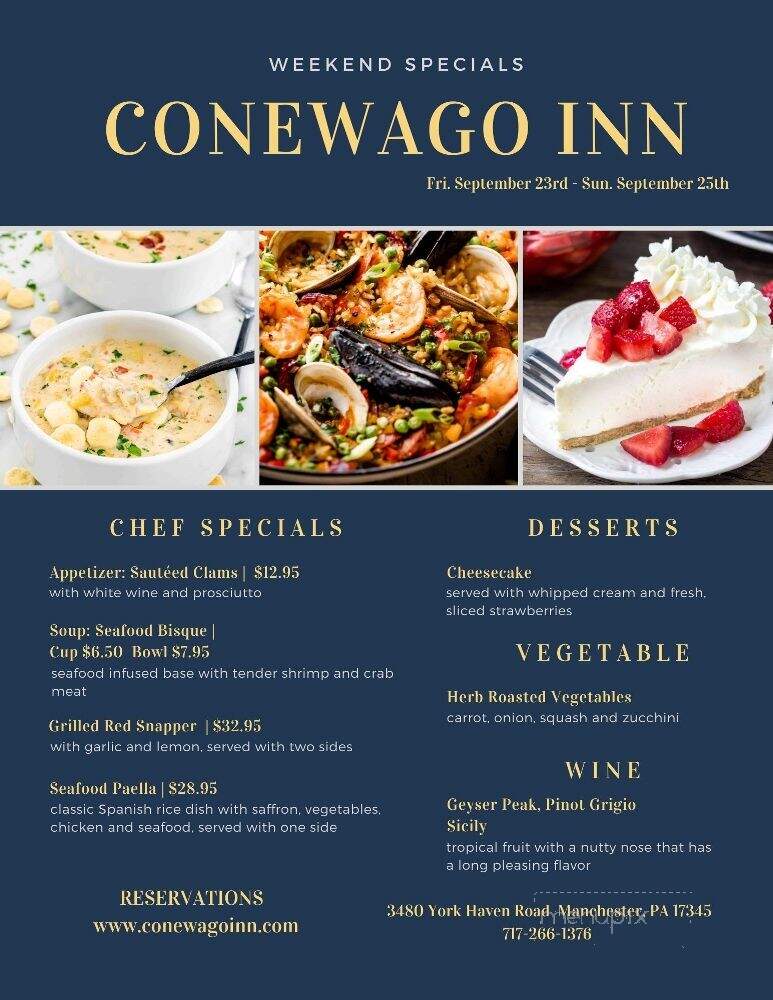 Conewago Inn - Manchester, PA menu_pic