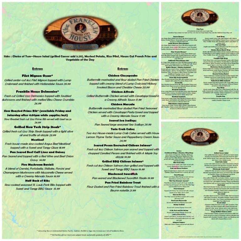 Franklin House - Schaefferstown, PA menu_pic
