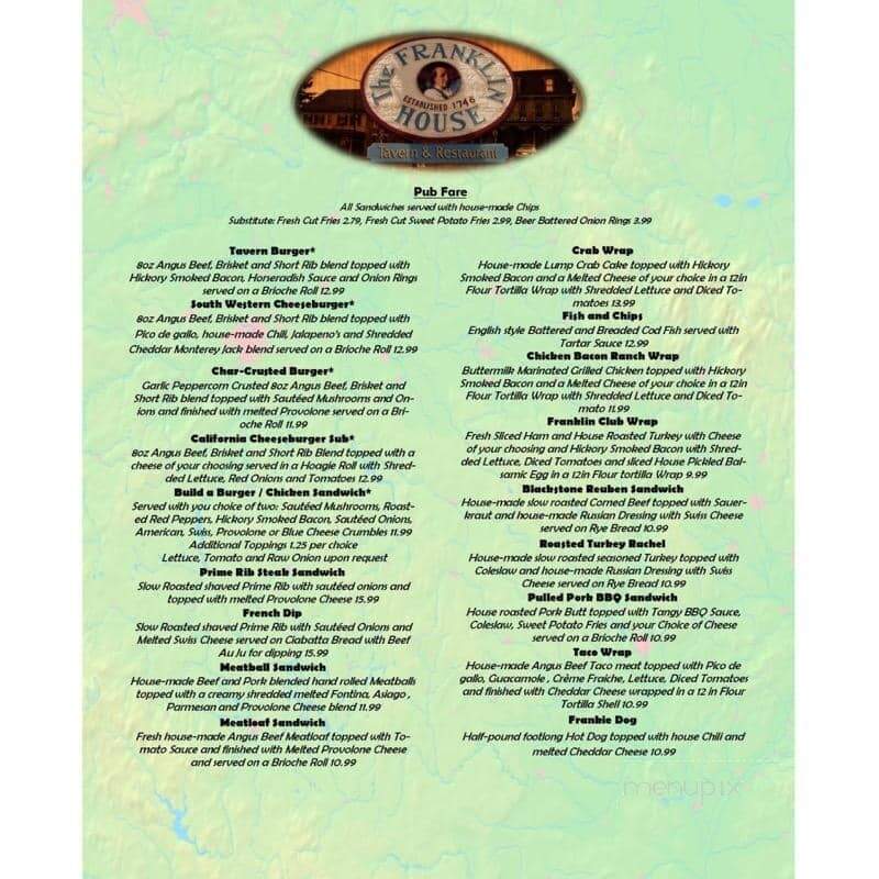 Franklin House - Schaefferstown, PA menu_pic