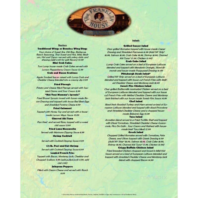 Franklin House - Schaefferstown, PA menu_pic