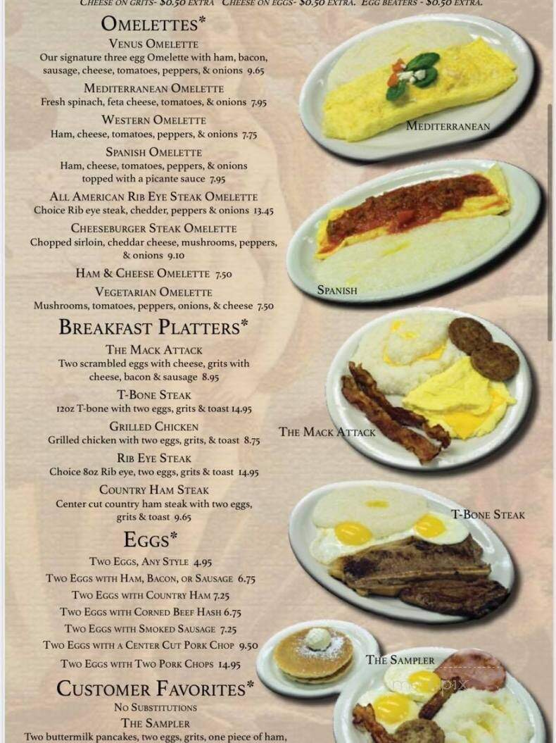 Venus Pancake House - Florence, SC menu_pic