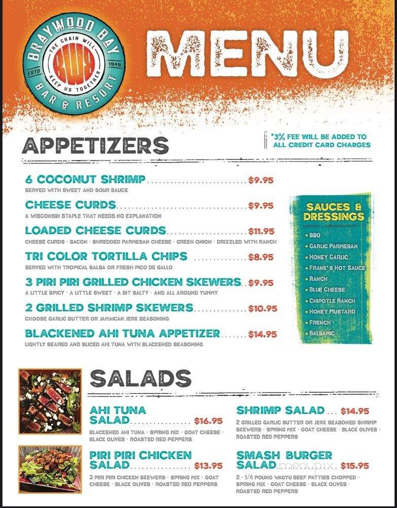 Braywood Bay Bar and Resort - Eagle River, WI menu_pic