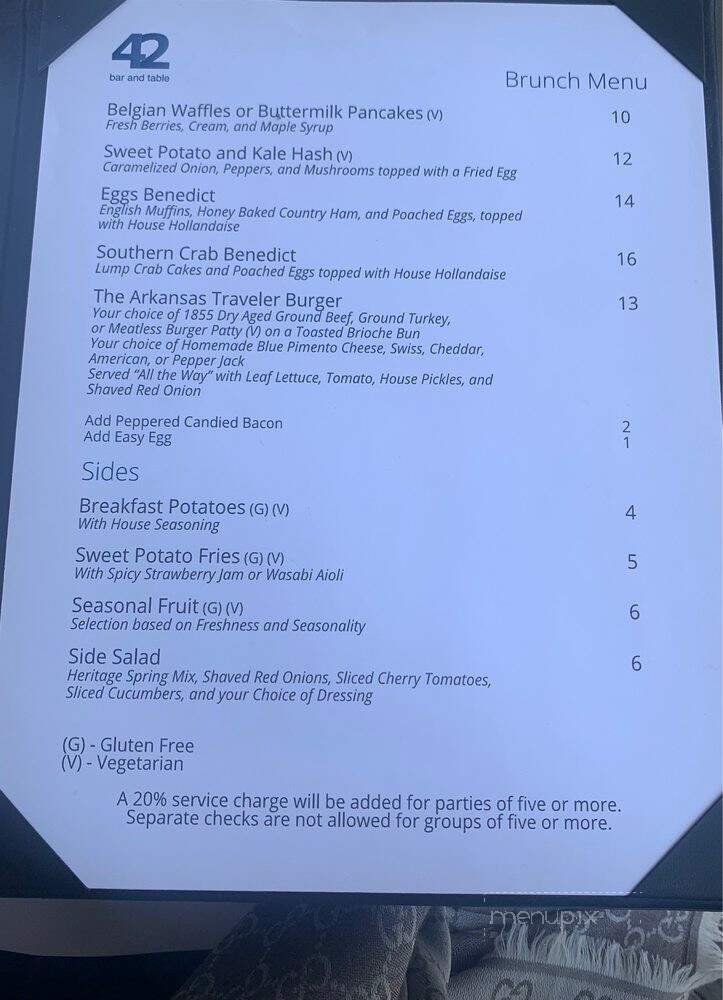 Cafe 42 - Little Rock, AR menu_pic