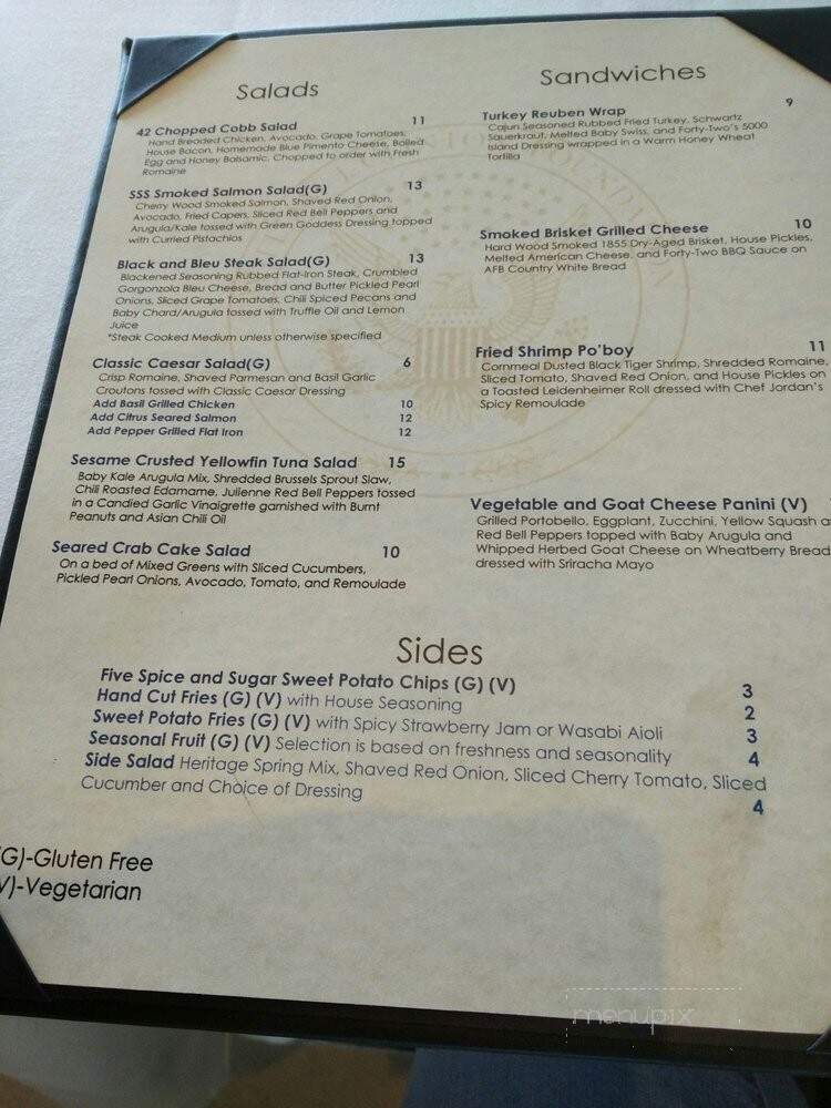 Cafe 42 - Little Rock, AR menu_pic