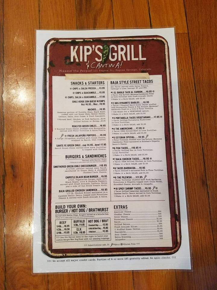 Kip's Grill & Cantina - Pagosa Springs, CO menu_pic