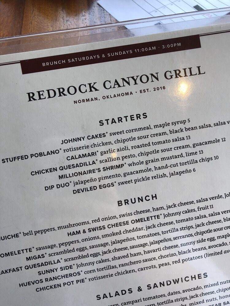 Redrock Canyon Grill - Norman, OK menu_pic