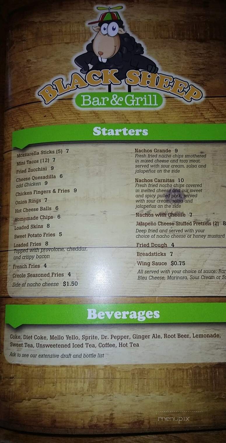 Black Sheep Bar and Grill - Irwin, PA menu_pic