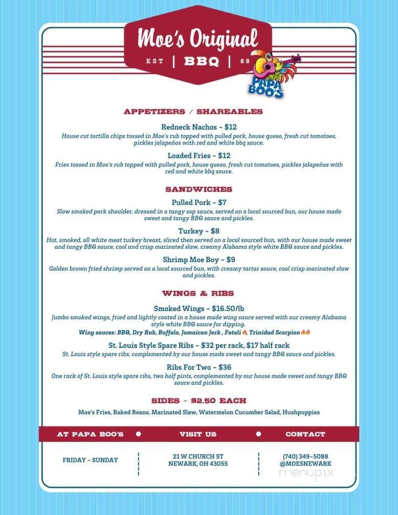 Moe's Original Bar B Que - Newark, OH menu_pic