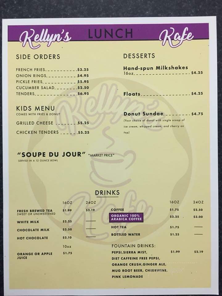 Kellyn's Kafe - Salisbury, MD menu_pic