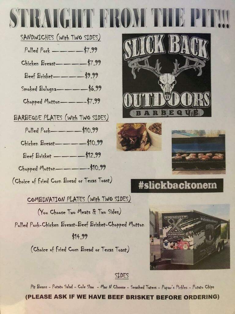 Slick Back @ The Store - Rosine, KY menu_pic