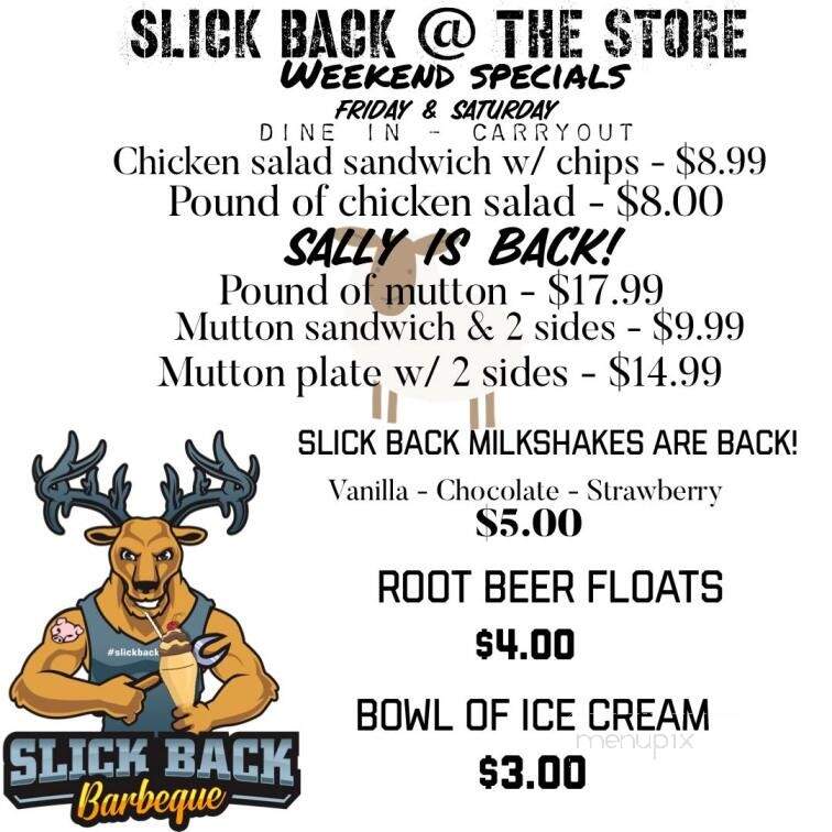 Slick Back @ The Store - Rosine, KY menu_pic