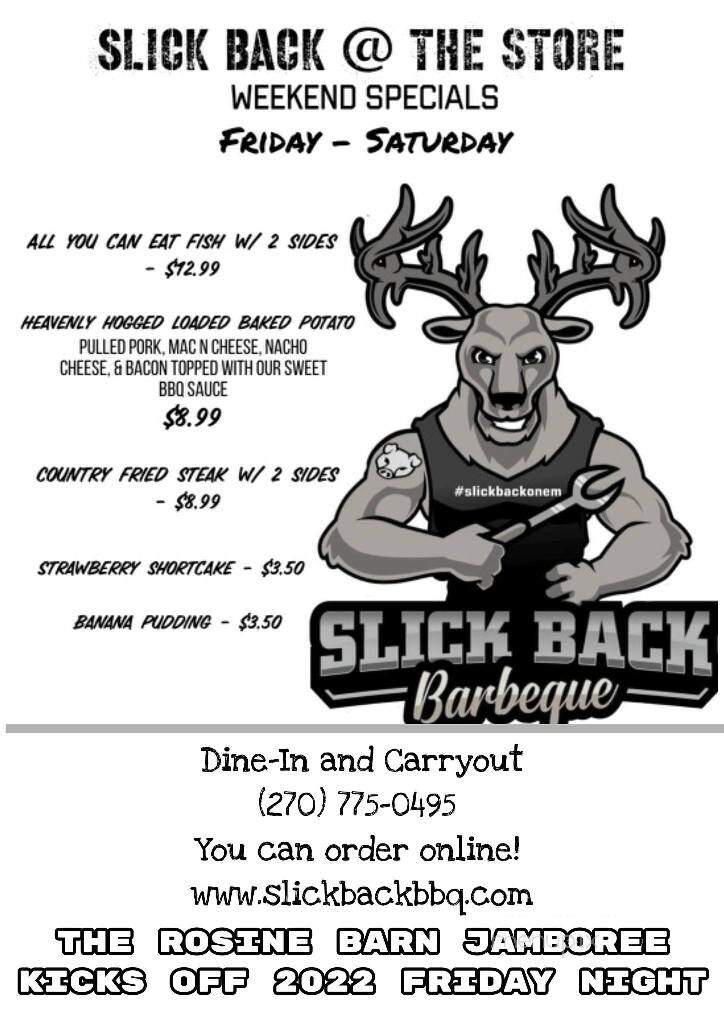 Slick Back @ The Store - Rosine, KY menu_pic