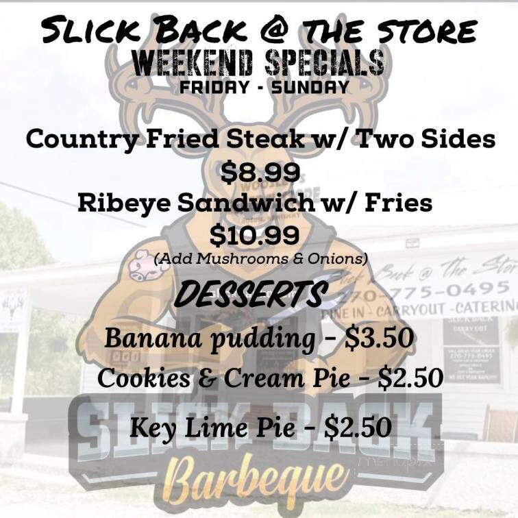 Slick Back @ The Store - Rosine, KY menu_pic