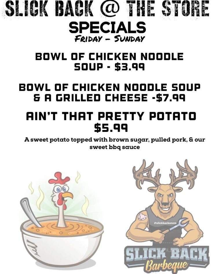 Slick Back @ The Store - Rosine, KY menu_pic