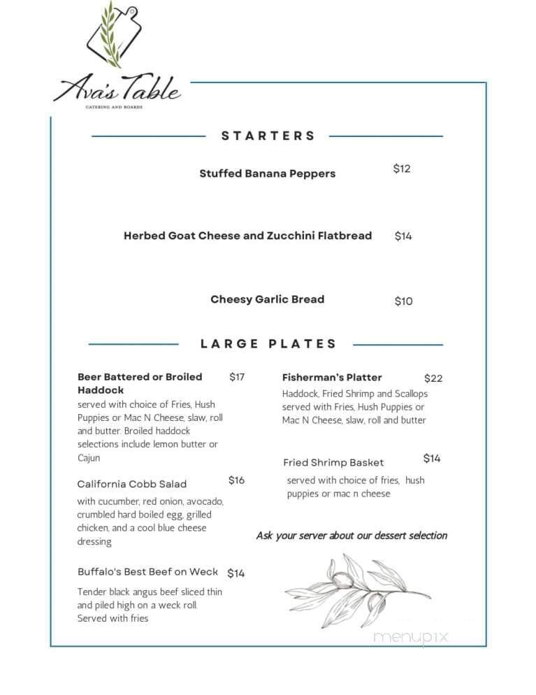 Ava's Table at the Vineyard - Lockport, NY menu_pic