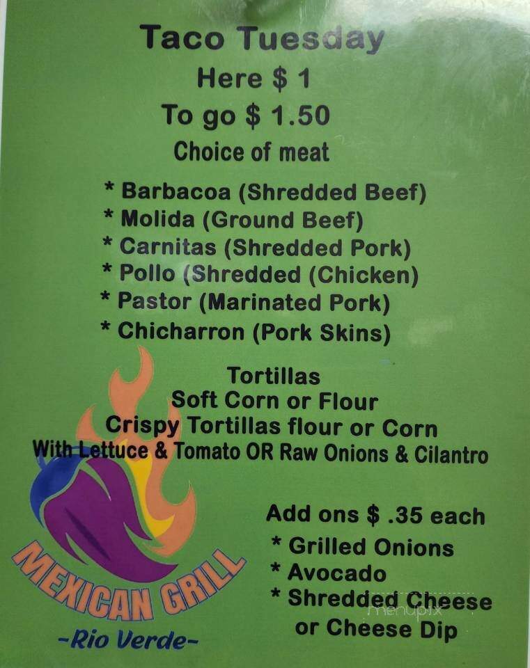 Mexican Grill Rio Verde - Gonzales, LA menu_pic