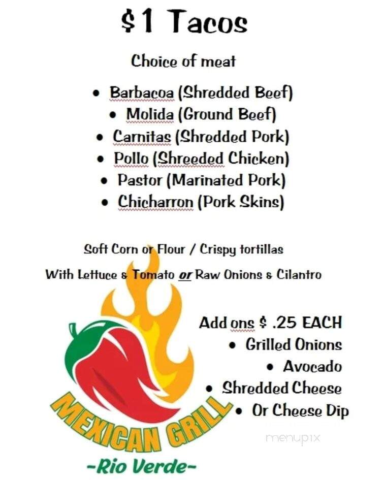 Mexican Grill Rio Verde - Gonzales, LA menu_pic