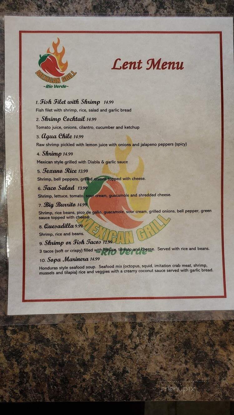 Mexican Grill Rio Verde - Gonzales, LA menu_pic