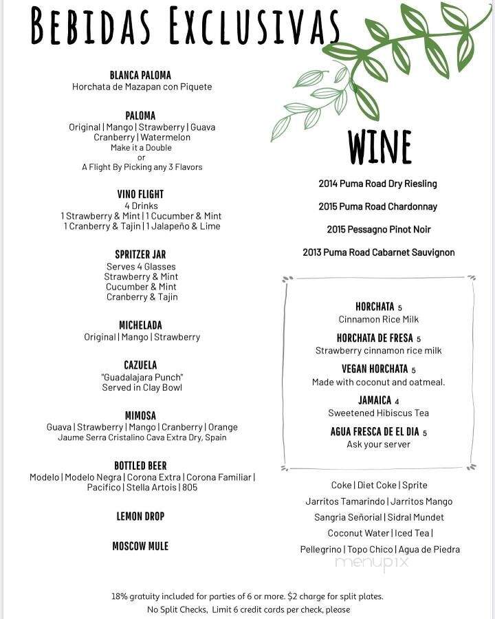 Villa Azteca - Salinas, CA menu_pic