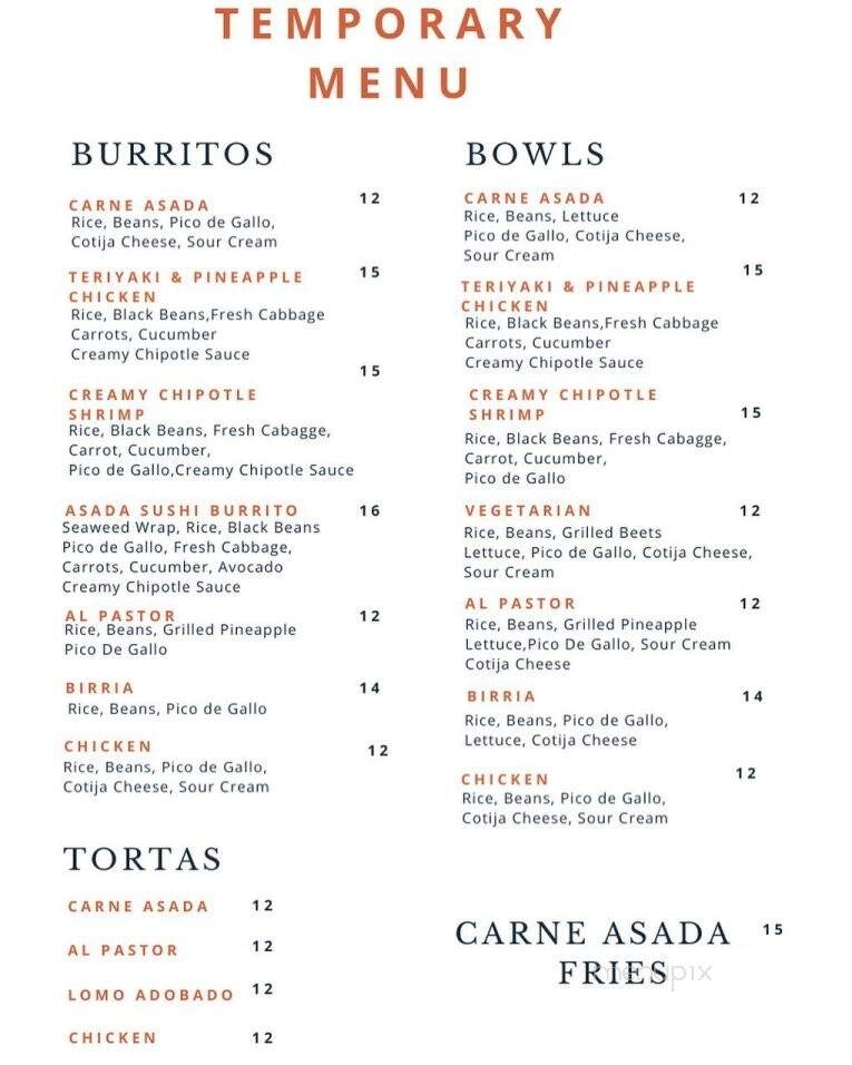 Villa Azteca - Salinas, CA menu_pic