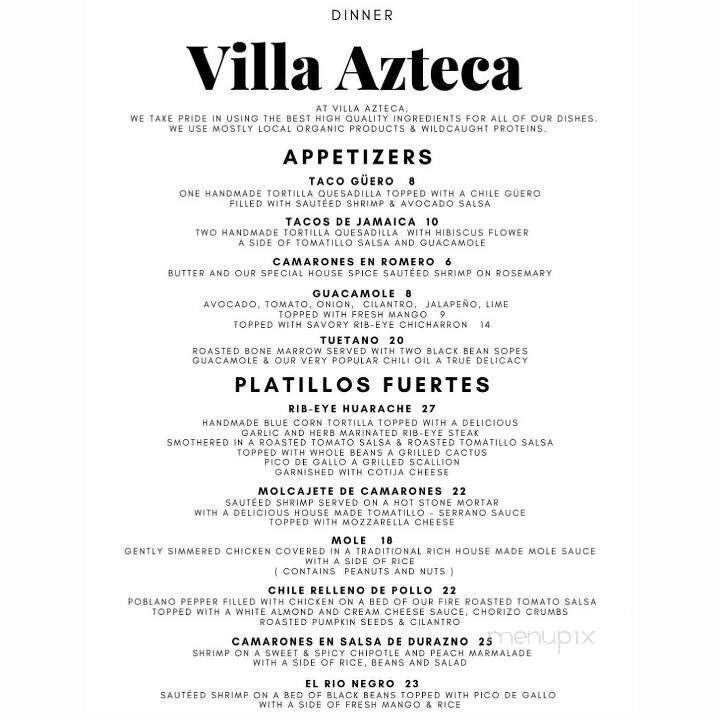 Villa Azteca - Salinas, CA menu_pic