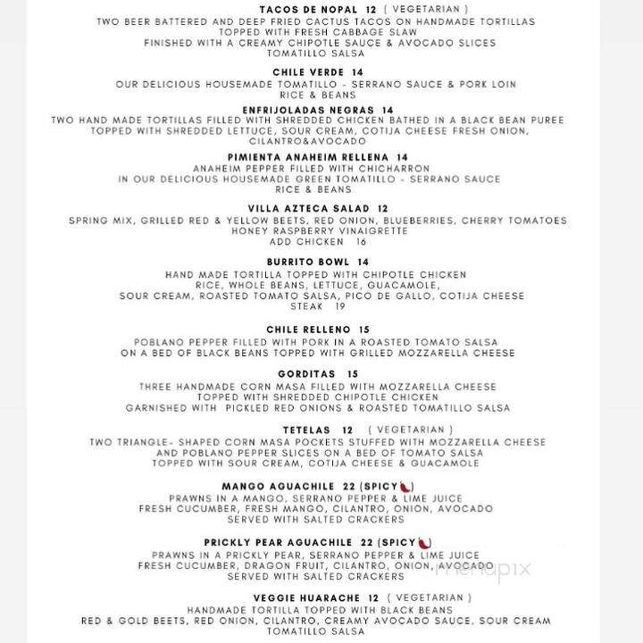 Villa Azteca - Salinas, CA menu_pic