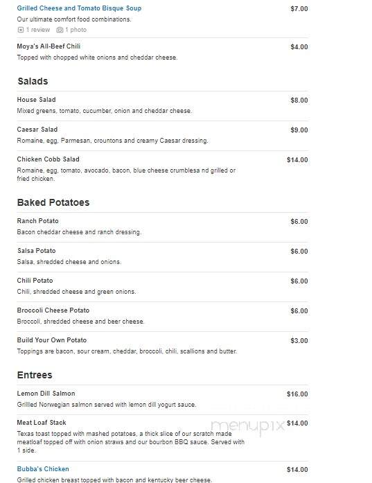 Moya's American Kitchen - Louisville, KY menu_pic