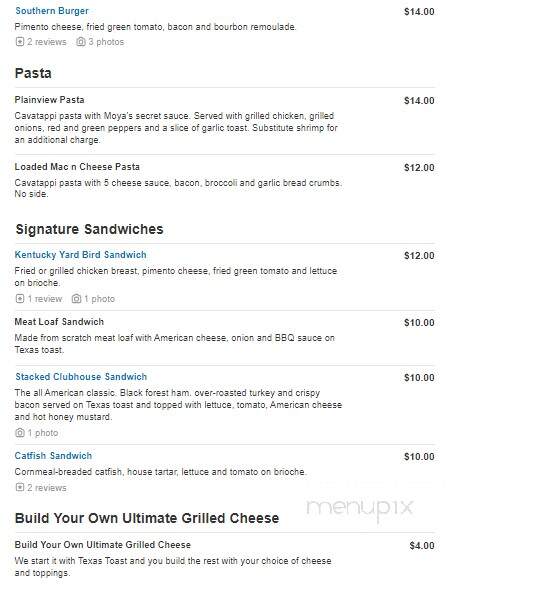 Moya's American Kitchen - Louisville, KY menu_pic