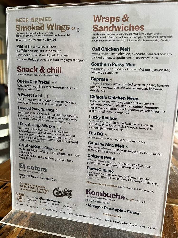 Royal Bliss Brewing - Denver, NC menu_pic