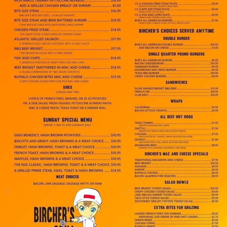 Bircher's Grill - Lewiston, ID menu_pic