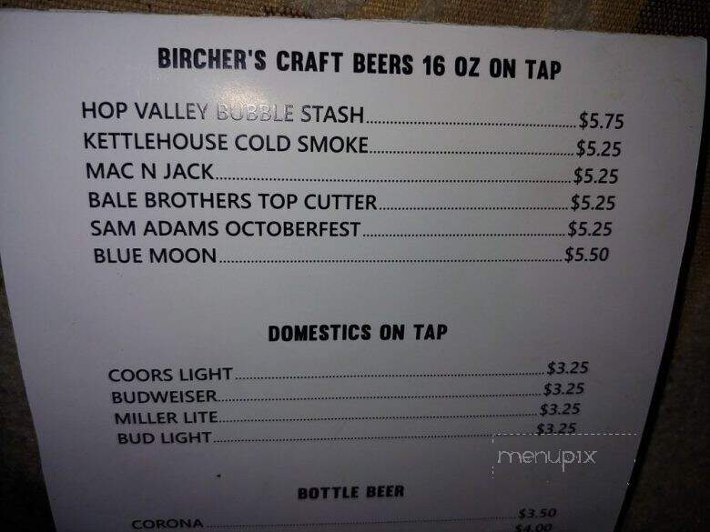 Bircher's Grill - Lewiston, ID menu_pic