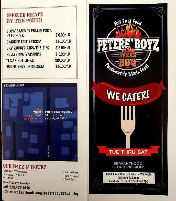 Peters' Boyz Texas BBQ - Sherwood, WI menu_pic