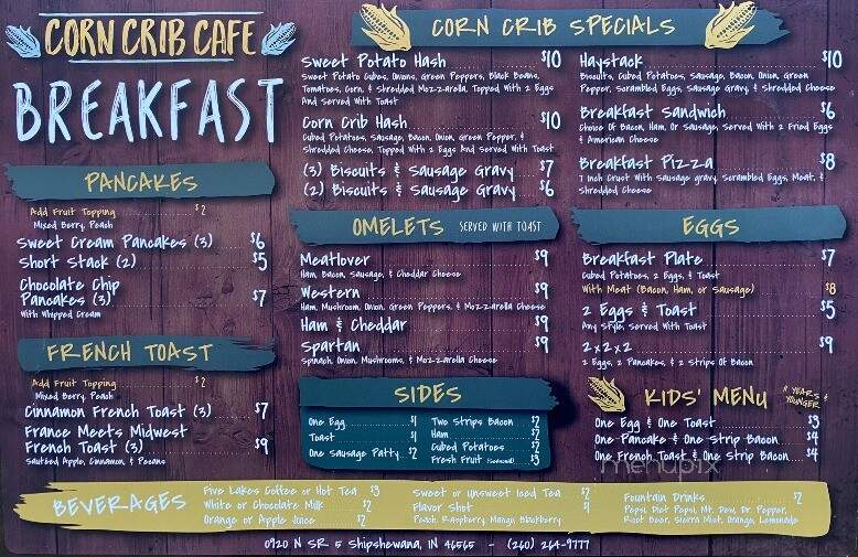 Corn Crib Cafe - Shipshewana, IN menu_pic