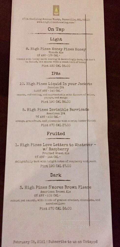 High Pines Brewing - Roseville, MN