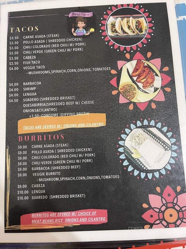 Nanys Tacos - Williams, AZ menu_pic