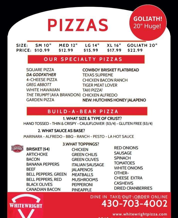 Whitewright Pizza - Whitewright, TX menu_pic