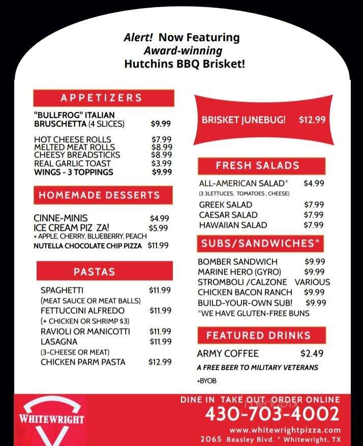 Whitewright Pizza - Whitewright, TX menu_pic