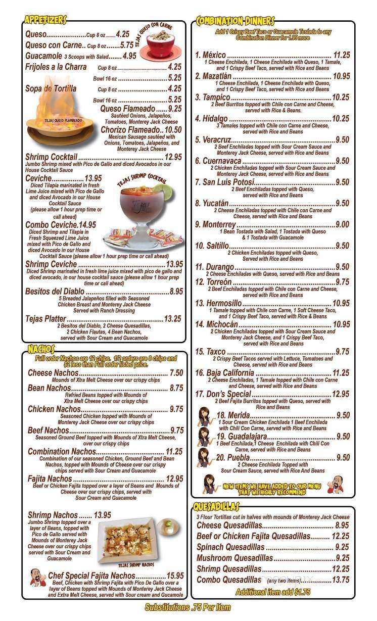 Tejas Mexican Grill - Whitewright, TX menu_pic