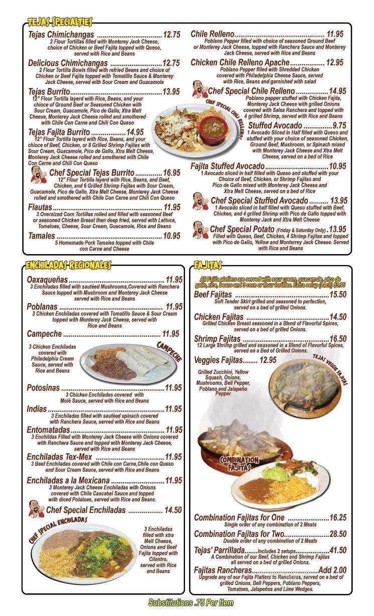 Tejas Mexican Grill - Whitewright, TX menu_pic
