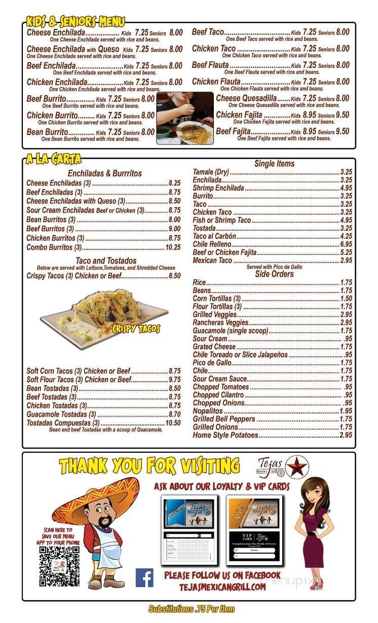 Tejas Mexican Grill - Whitewright, TX menu_pic